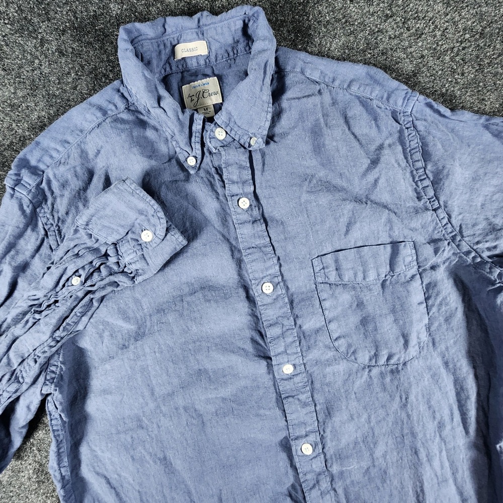 J.Crew Baird McNutt Irish Linen Button Down Shirt Mens M Blue Classic Fit BE999